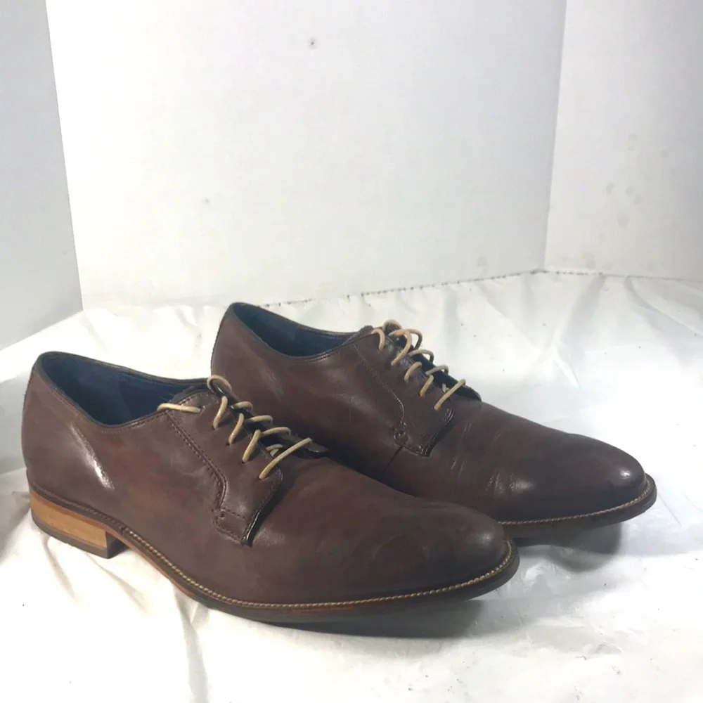Cole Haan Men's Williams Postman Brown Leather Lace Up Oxford Derby Shoes